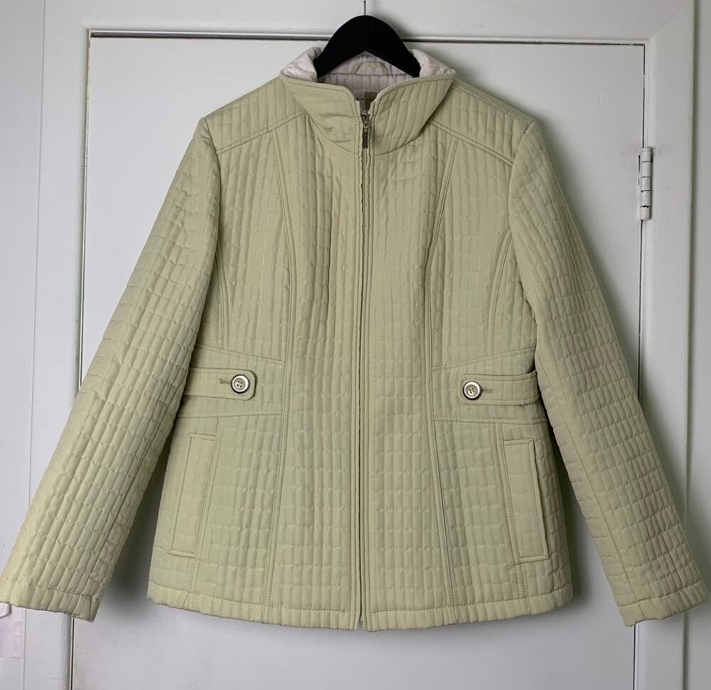 Gallery Women's Quilted Full Zip Fully Lined Jacket Light Sage Green XL